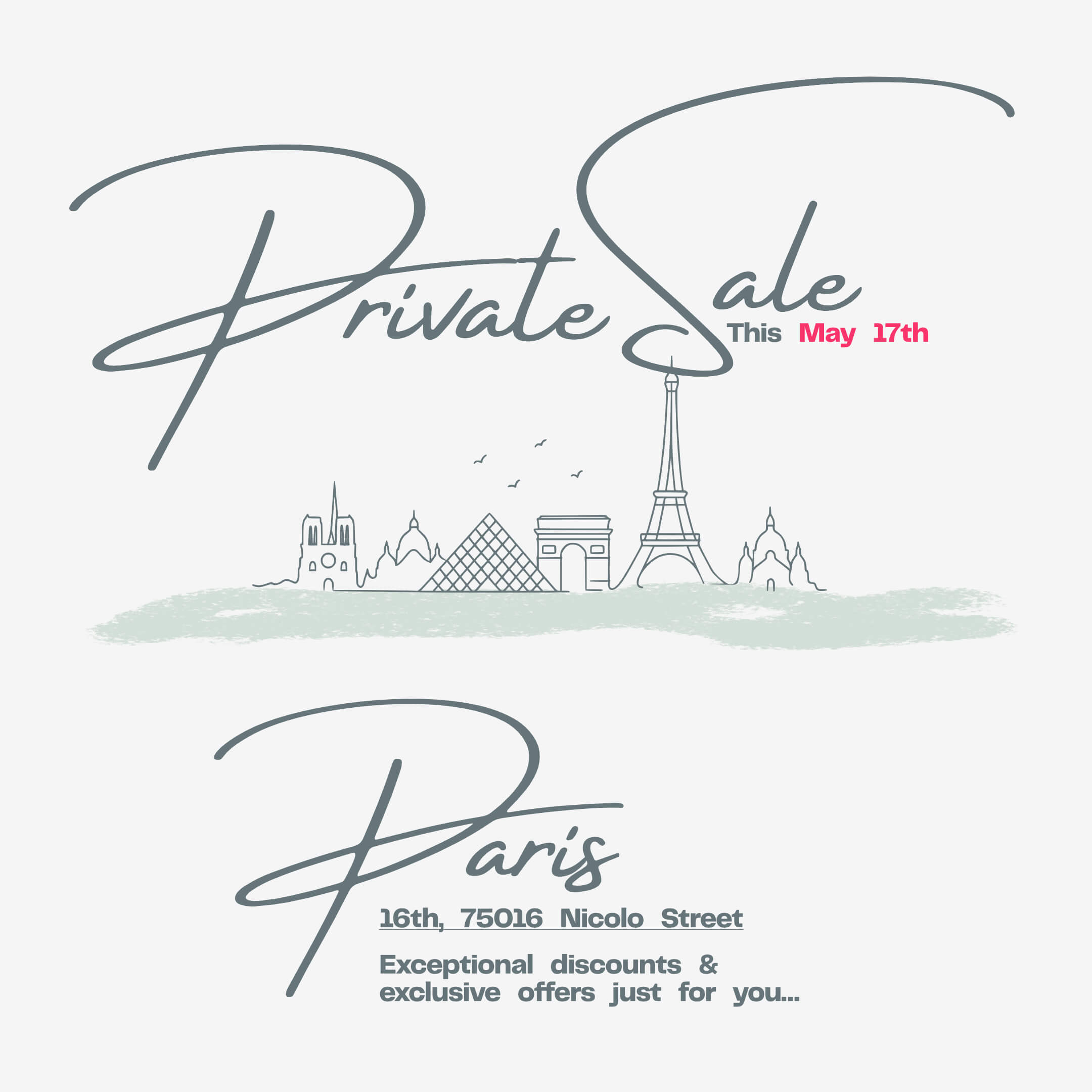 feeka 🇫🇷Private sale this Saturday 17 May in Paris, 📍 16th, 75016 Nicolo Street. Exceptional discounts &amp; exclusive offers just for you ✨