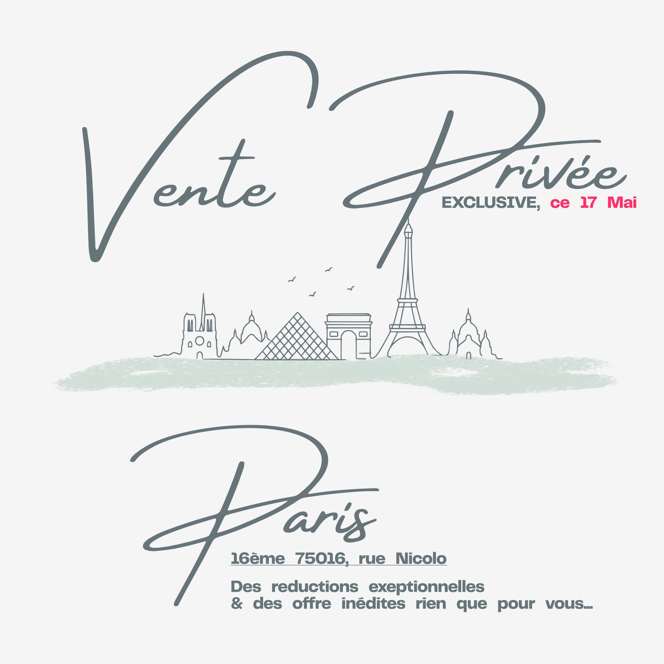 feeka 🇫🇷 Vente privée ce Samedi 17 Mai à Paris,📍16ème 75016, rue Nicolo. Des reductions et cadeau exceptionnels pour vous. ✨
