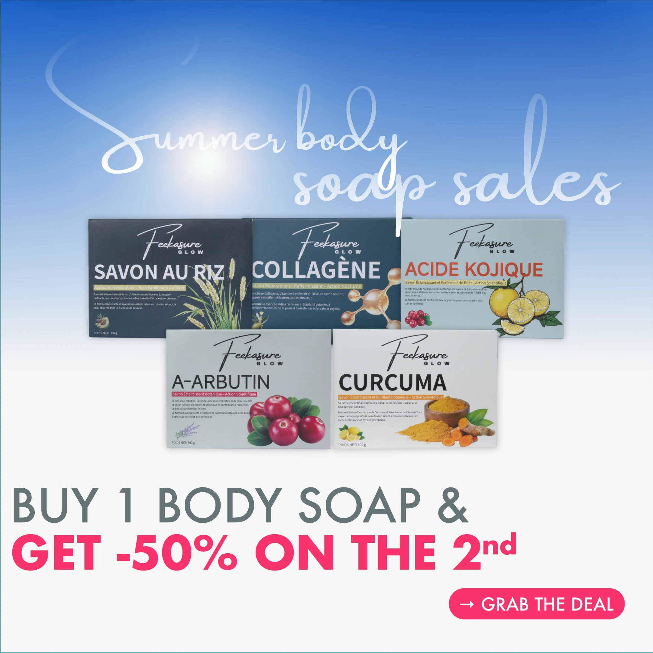 feeka 🎁 Summer body soap offer. Buy 2 soaps and get -50% on the second 🎁