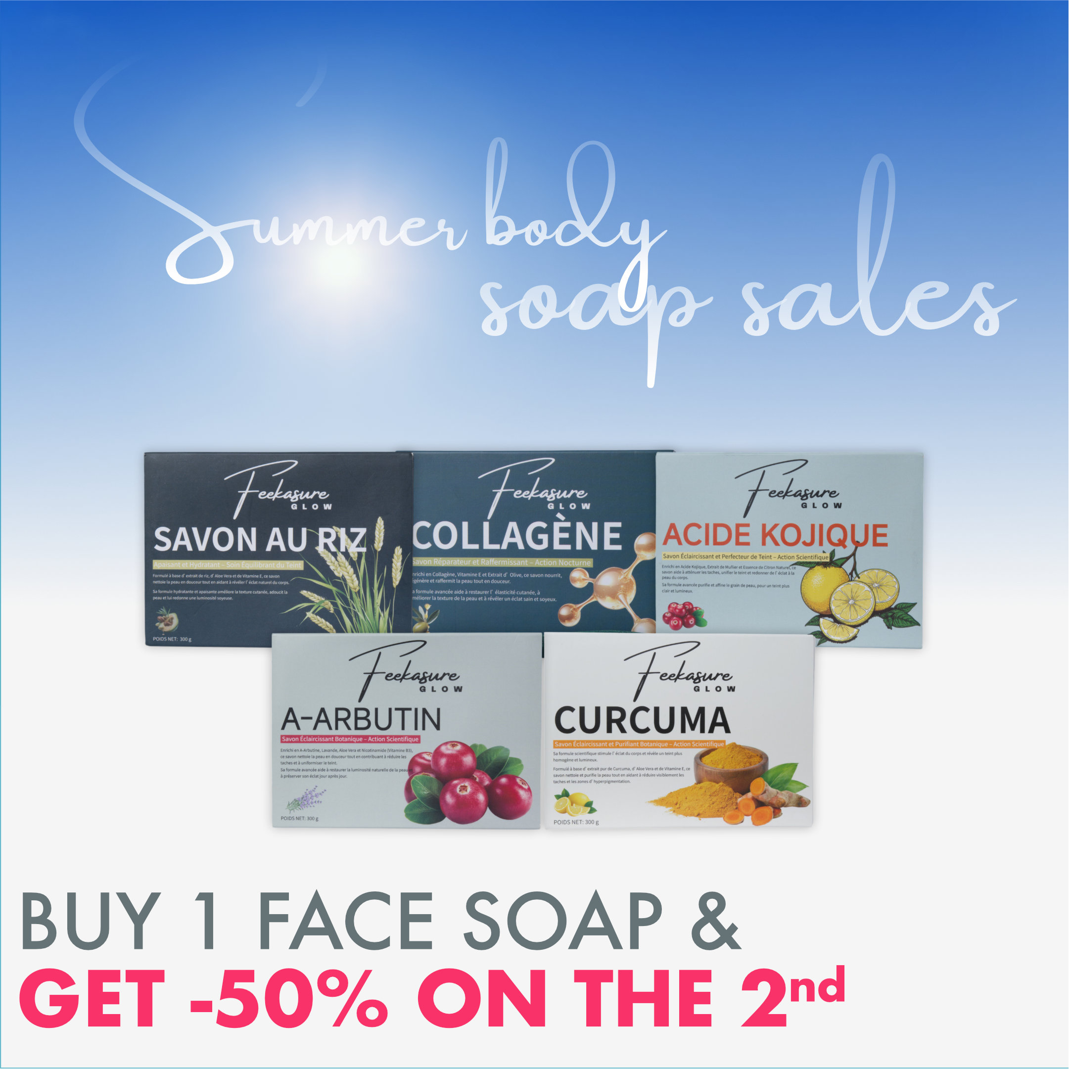 feeka 🎁 Summer body soap offer. Buy 2 soaps and get -50% on the second 🎁