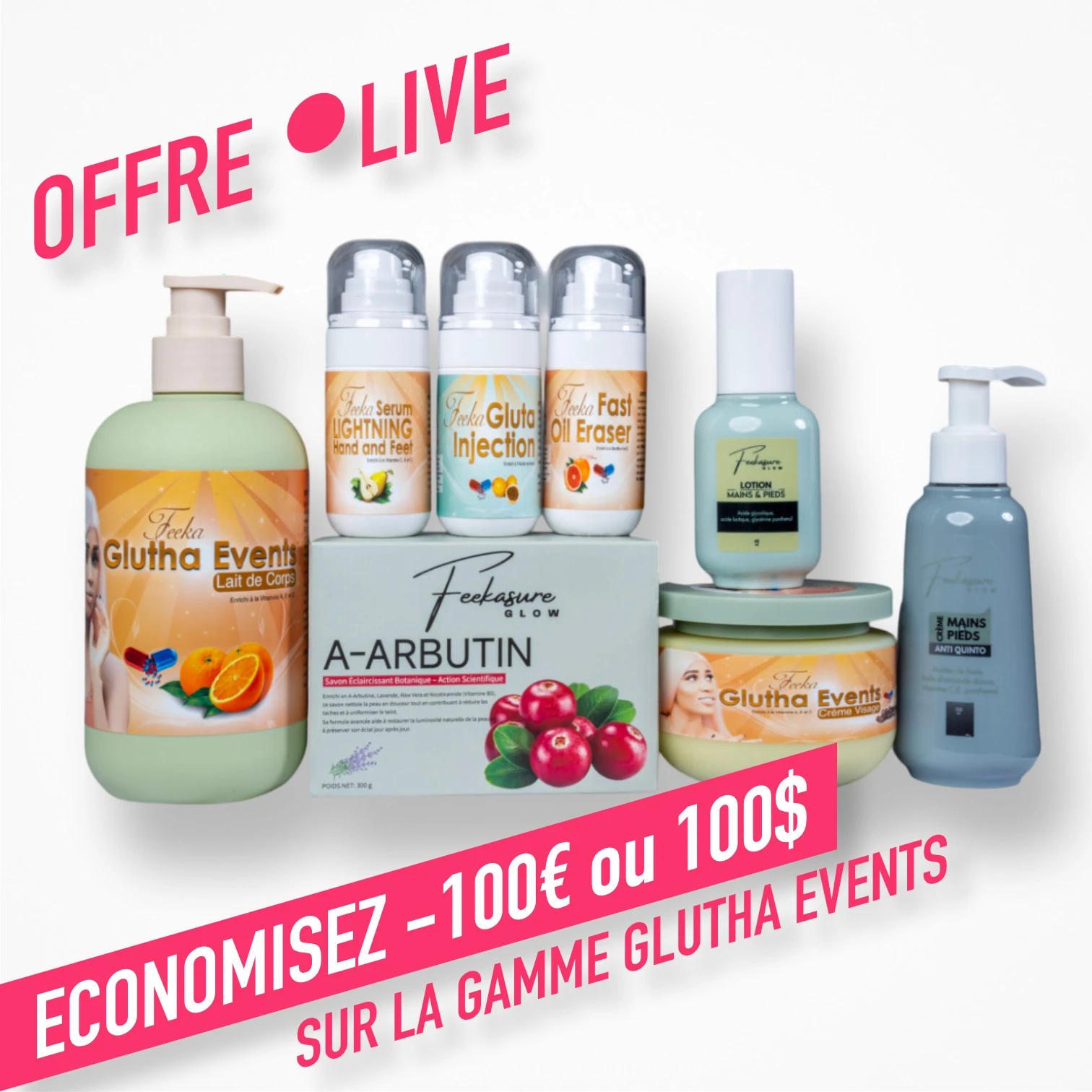feeka Offre 🔴LIVE sur la gamme Glutha Events, avec des réductions exclusives de 100€ ou $100 + Livraison gratuite au USA et L'Europe 🎁