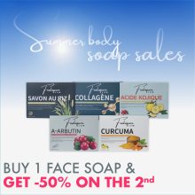 Summer body soap sales — buy 1, get -50% on the 2nd
